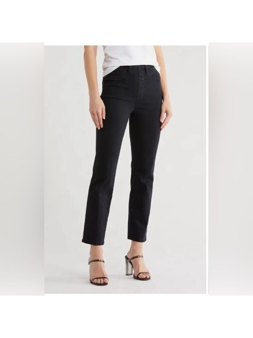 Good American Pull On Straight Leg Jeans In Black Sz Large